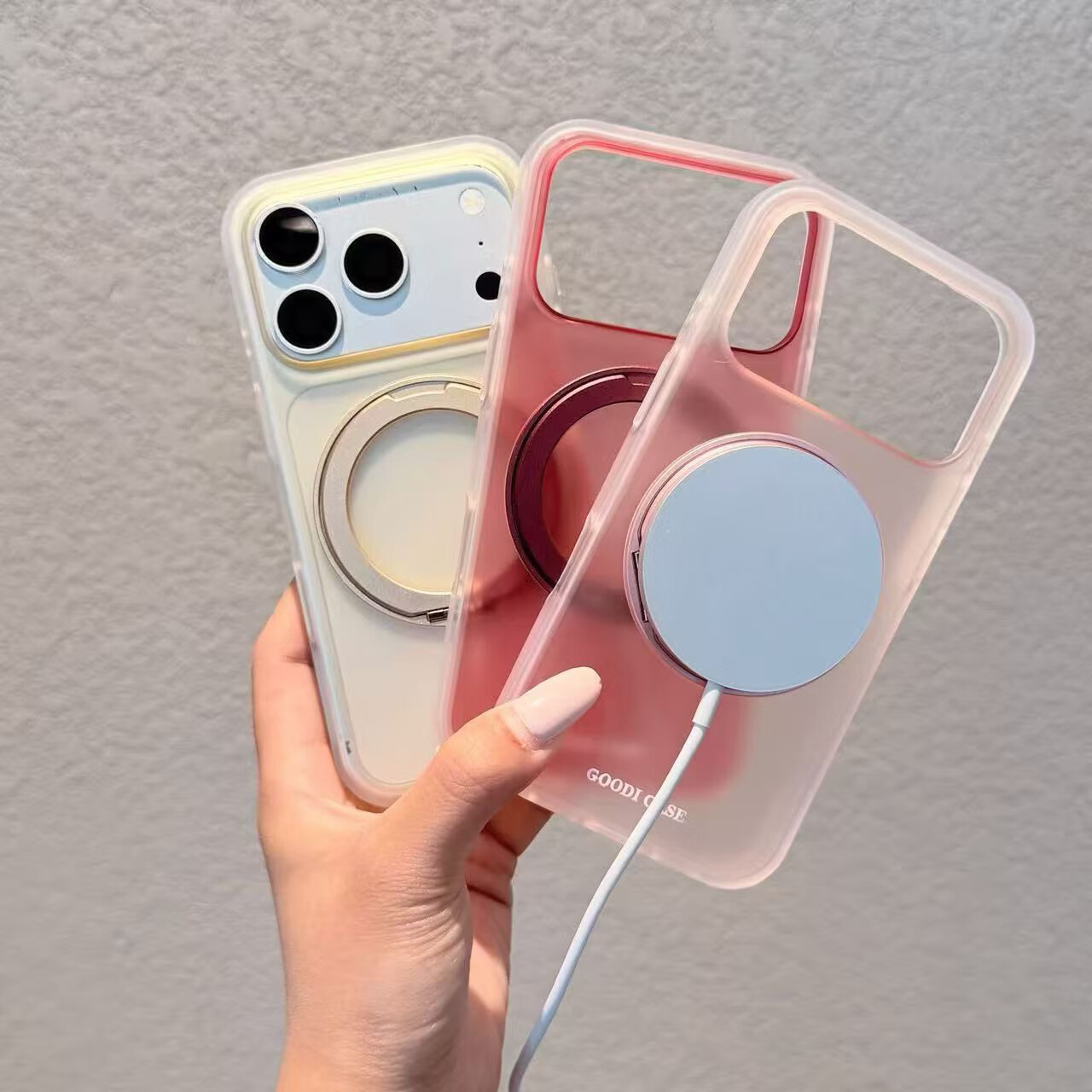 启砚数【旗舰正品】手机套高级感磨砂雾面360旋转支架适用iPhone 18promax手机壳17全包防摔16苹果全机型 磨砂肤色(白色)360旋转支架 iPhone 17PROMAX