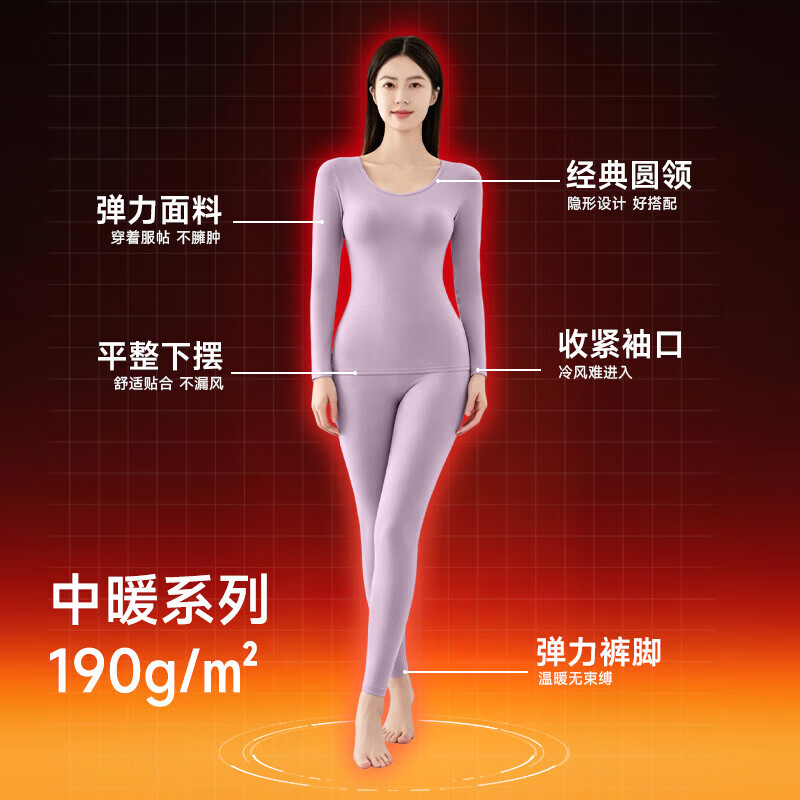 健将女士保暖内衣透气吸湿秋冬款女生圆领防寒纯色打底套装26年新品 经典黑*1套 3XL