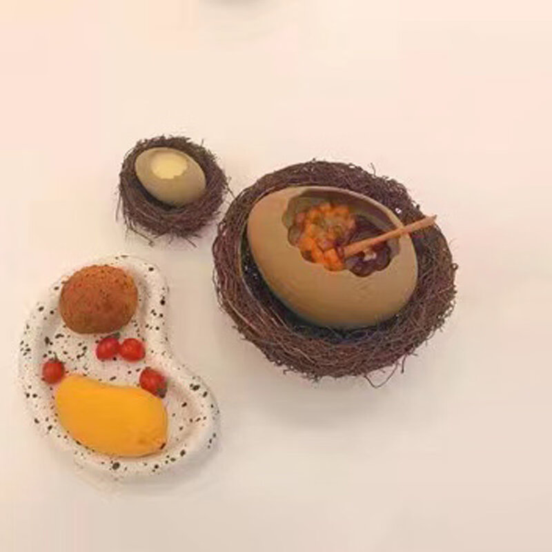 分子料理餐具网红饭厅创意甜品蛋羹碗酒店特色鸵鸟蛋鸟巢窝意境菜 小号横款约装l 8000cm