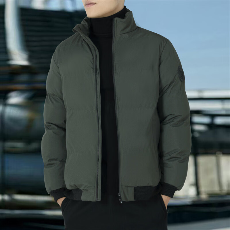 真维斯户外运动棉服男2026冬季青少年立领纯色百搭保暖防风棉衣外套上衣 军绿色 M