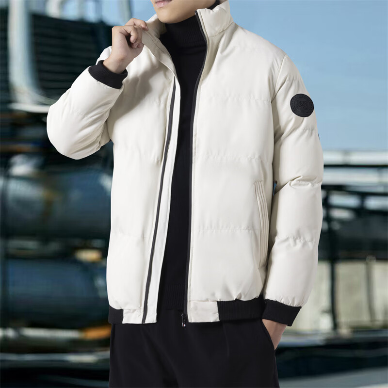 真维斯户外运动棉服男2026冬季青少年立领纯色百搭保暖防风棉衣外套上衣 军绿色 M