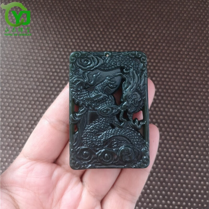 永杰珠宝   和田玉吊坠  青玉骑龙观音菩萨玉佩玉坠 男女款挂件礼物带证书