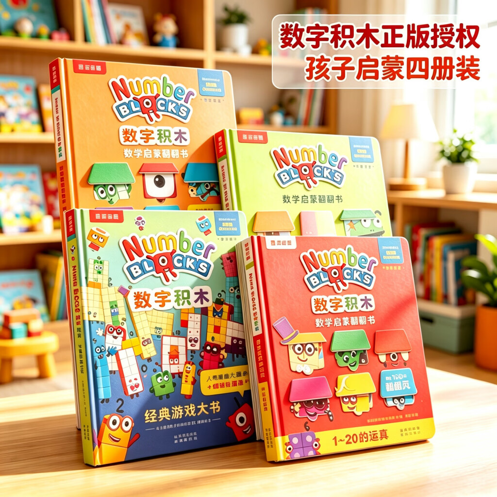 BBC数字积木书绘本启蒙翻翻书乐乐趣儿童3-6岁幼儿numberblocks正版授权童年数学逻辑启蒙训练中英双语点读笔可用1-3岁礼物教育书籍思维培养益智学前班幼小衔接分阶阅读 【4册现货】数字积木立