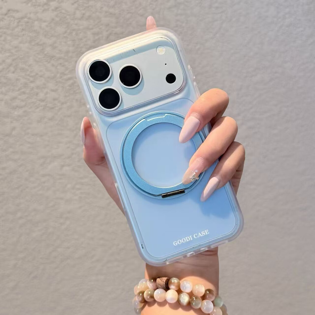 启砚数【旗舰正品】手机套高级感磨砂雾面360旋转支架适用iPhone 18promax手机壳17全包防摔16苹果全机型 磨砂肤色(白色)360旋转支架 iPhone 17PROMAX