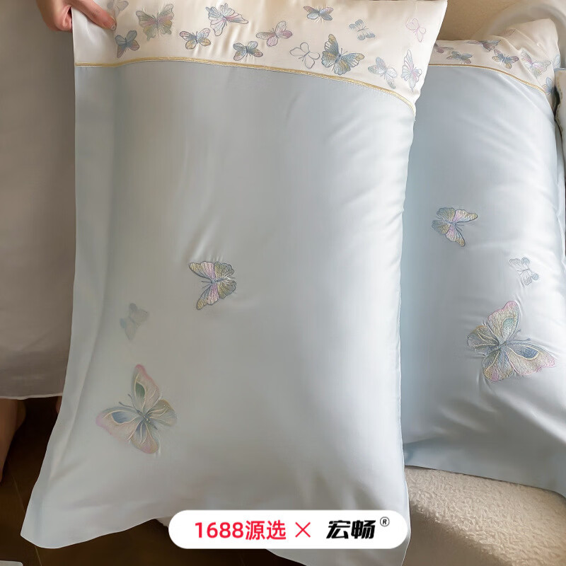 宏畅法式少女心高支高密长绒棉四件套轻奢风刺绣纯棉全棉贡缎四季套件 全棉玫瑰庄园-粉香槟 床单款 2.0m床-四件套被套220*24