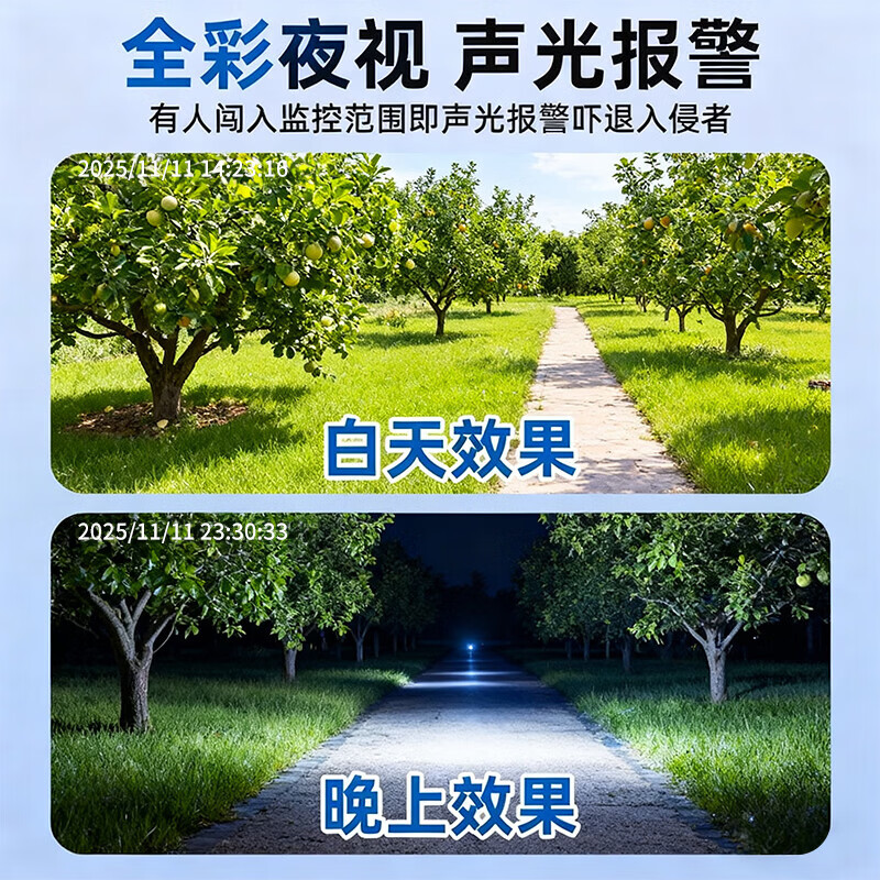 AOC四摄光学变焦太阳能摄像头室外无网无电终身免流量手机远程360度无死角带夜视户外农村监控器 50倍真变焦+无损放大+电动旋转+送终身流量 30天循环录像+终身免费回看