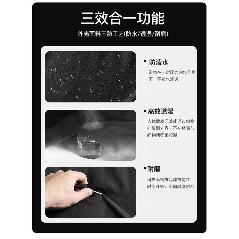 马克华菲（MARK FAIRWHALE）三合一冲锋衣男秋冬季新款户外登山连帽夹克加绒加厚防风外套 黑色【三合一】 XL