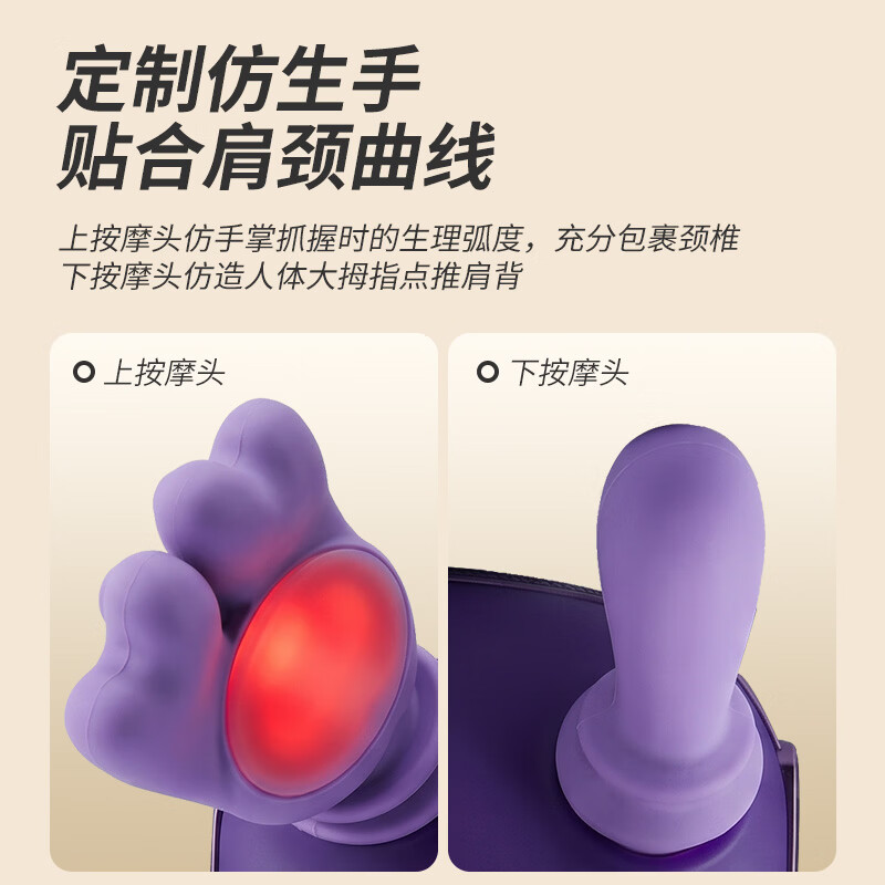 园洲绿颈肩按摩仪仿真人手背腿部按摩器揉捏热敷披肩斜方肌重阳节礼物生日礼物送男女友老公爸爸妈妈老师 智能白色【无刷电机+液晶显屏+3档揉捏+2档热敷】 仿人手揉捏