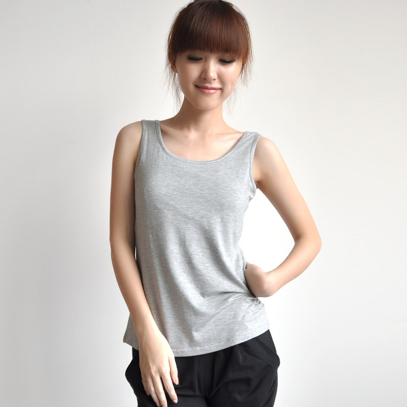 buupnn莫代尔背心 大码内穿工字无袖打底吊带衫 免穿文胸女装bra-t 麻