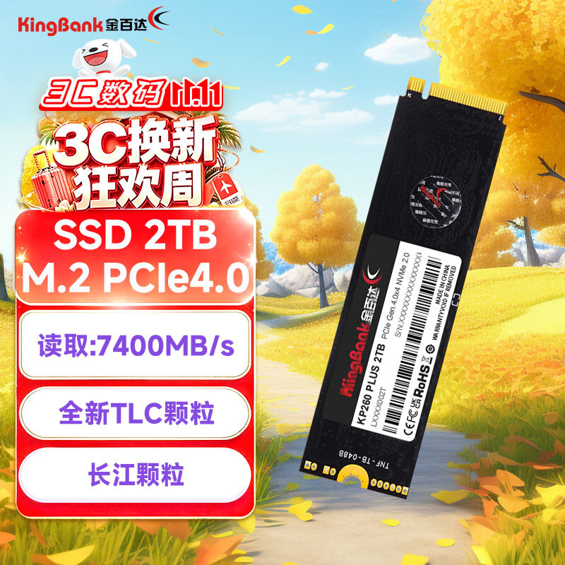 KINGBANK 金百达 KP260 PLUS系列 NVMe M.2 固态硬盘 2TB