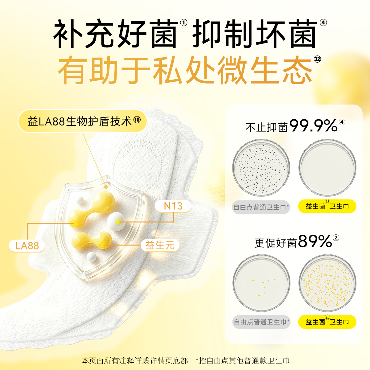 自由点(FREEMORE)益生菌卫生巾超薄瞬息日用夜用姨妈巾干爽防漏不闷杨舒予同款 【新升级4.0】益生菌240mm22片