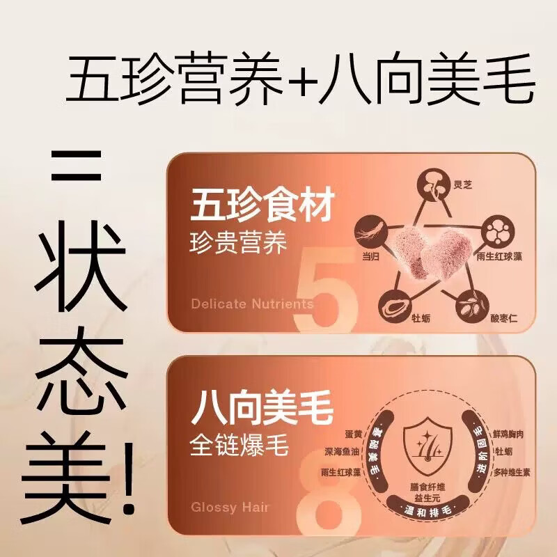 朗诺猫咪营养冻干美毛护肤五珍桶鲜鸡肉猫咪主粮冻干美毛补充营养 1袋15g*20袋