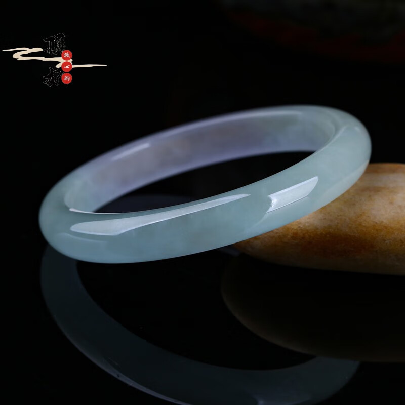 顶妃 正圆形翡翠玉手镯 冰种飘花女款玉镯子 少女手镯女士 5.0cm