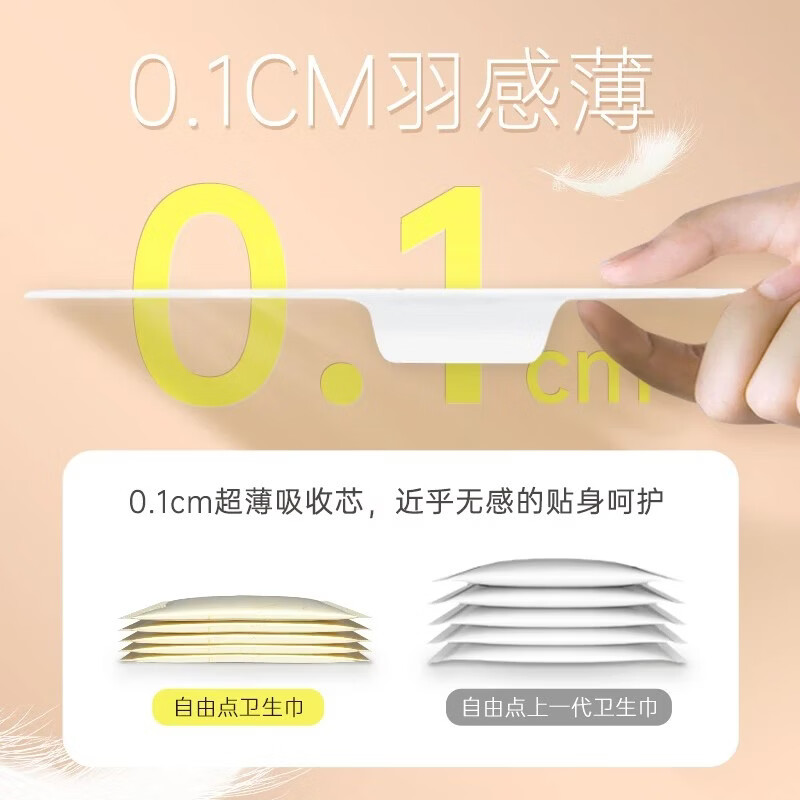 自由点羽翼轻轻超薄透气防漏绵柔卫生巾日夜用姨妈巾组合 羽翼轻轻11包62片