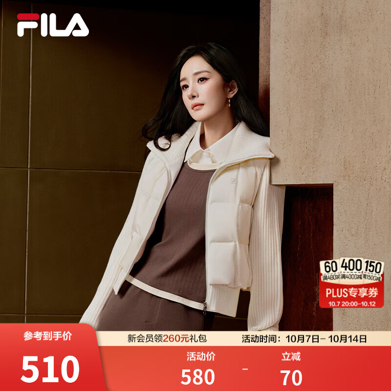 FILA 【杨幂同款】斐乐女子针织长袖衫26冬新款百搭休闲上衣基础长T 废土紫-PU L 170/88A/L