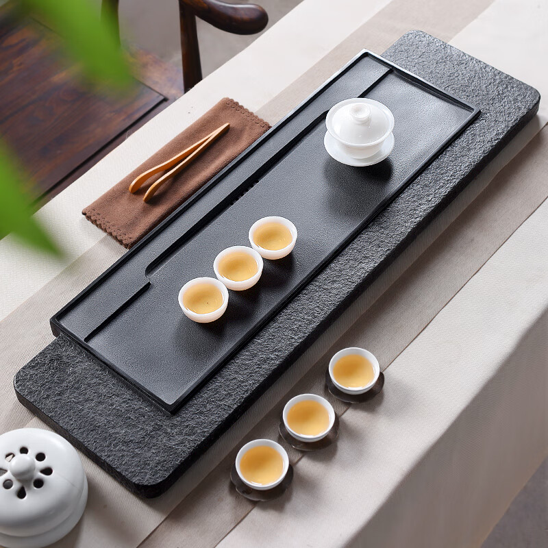 金团(jintuan) 乌金石茶盘天然整块家用简约大号石材茶台办公泡功夫