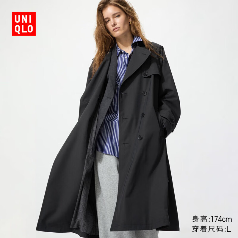 优衣库风衣女装男装/外套487420 09 黑色 M