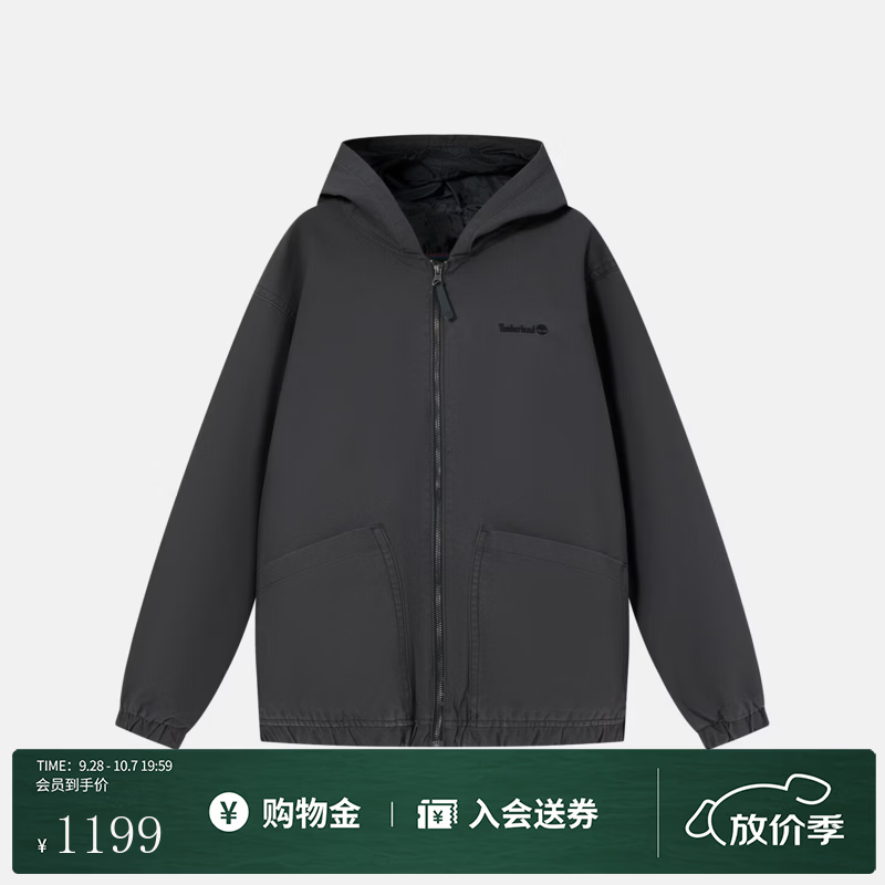 添柏岚（Timberland）官方男装外套新款户外休闲连帽帆布夹克宽松|A5T4Q A5T4QCN1/复古黑色 2XL