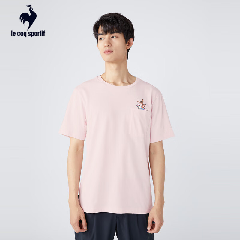 乐卡克(le coq sportif)法国公鸡日常运动休闲系列透气舒适圆领短袖