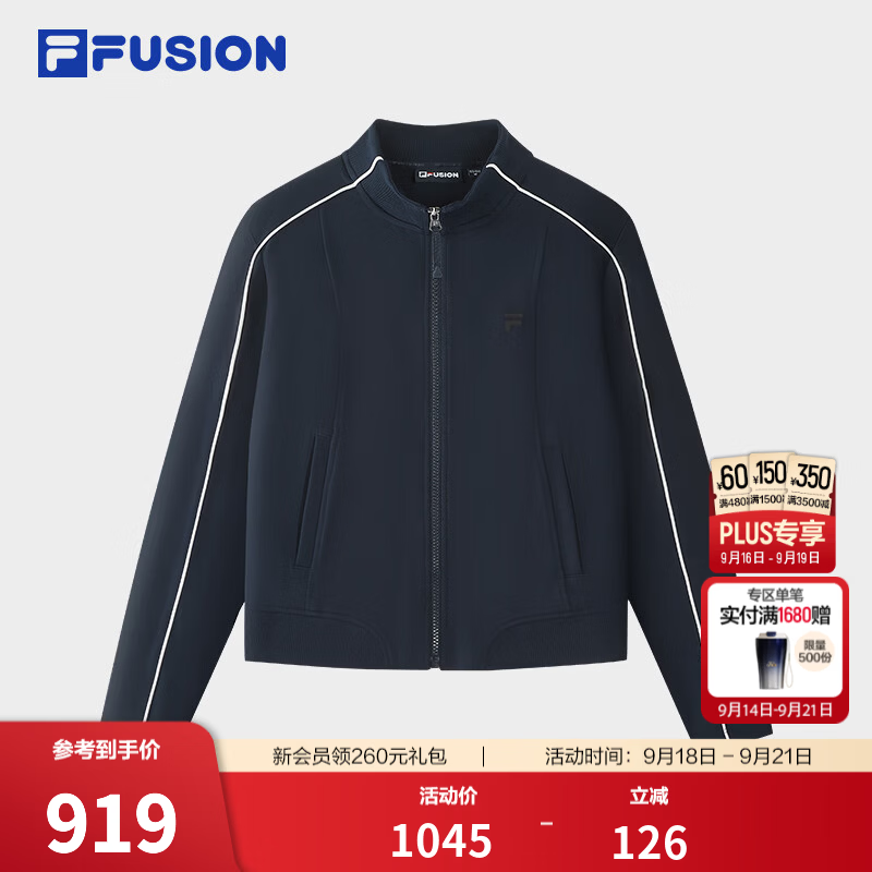 FILA FUSION斐乐潮牌针织长袖外套女2026冬新款时尚百搭修身上衣 天空船长蓝-BU M 165/84A/M
