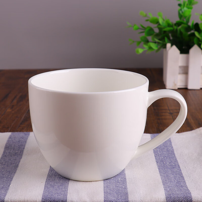 錦鳯骨瓷早餐杯纯白马克杯水杯大容量奶杯下午茶杯可定制logo印字