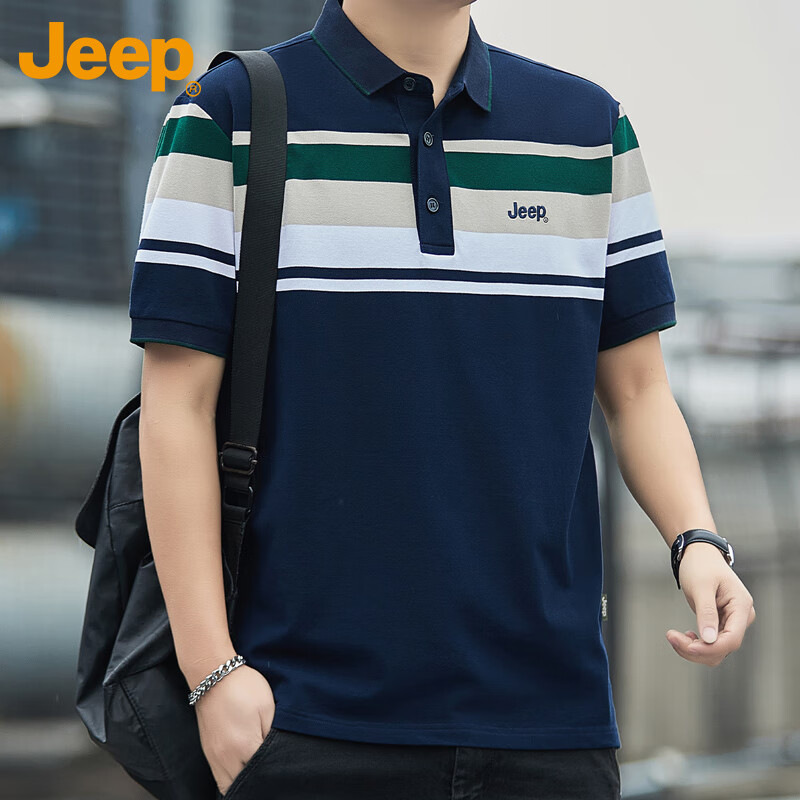 吉普（JEEP）短袖T恤男夏季Polo商务休闲衫男士潮流凉感衣服男装父亲节礼物