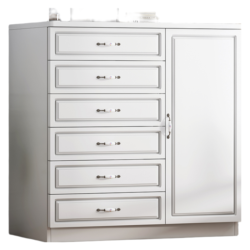 吉友爱斗柜五斗柜卧室储物柜斗橱现代简约客厅靠墙收纳柜 欧式拉手【六抽款+单柜门】100*38*122CM