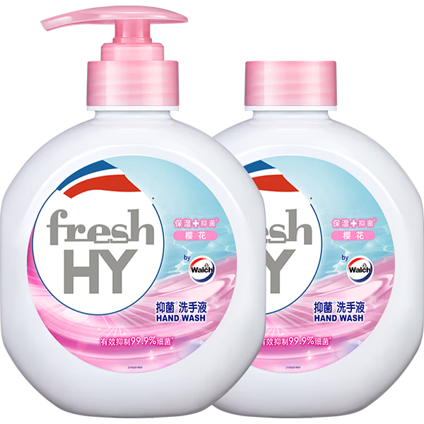 威露士清可新抑菌洗手液樱花525ml+525ml补充装替换 家庭儿童消毒护手