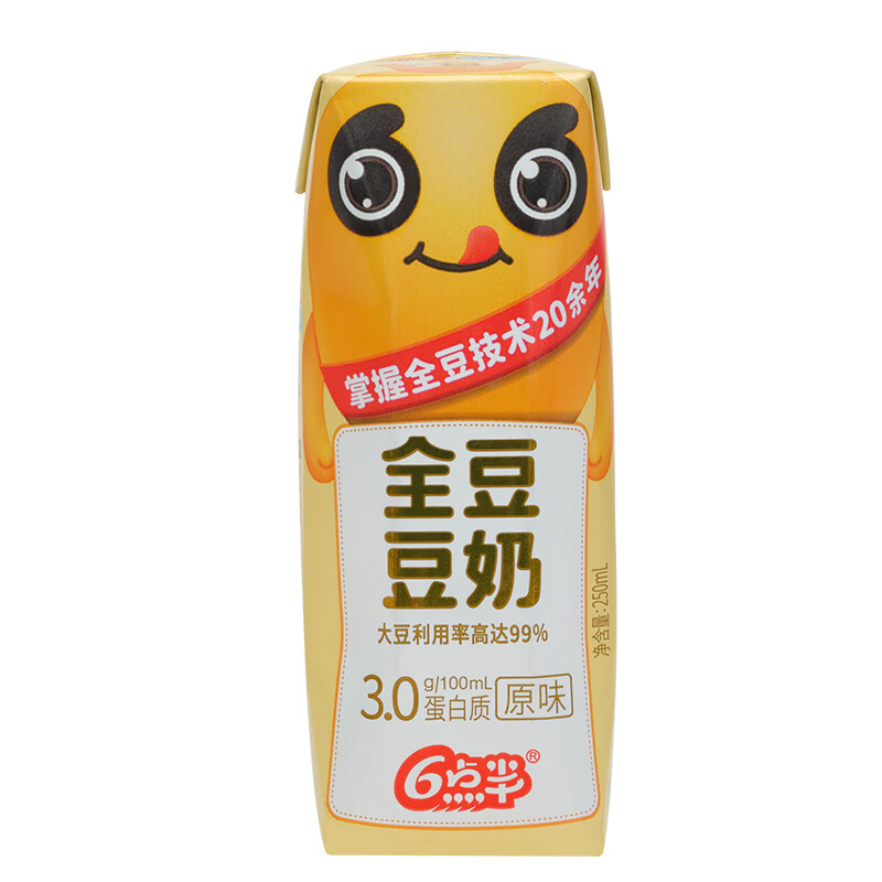 6点半六点半3.0全豆豆奶250ml*12盒原味豆奶植物蛋白奶早餐奶代餐奶 全豆豆奶3.0原味250ml*6盒