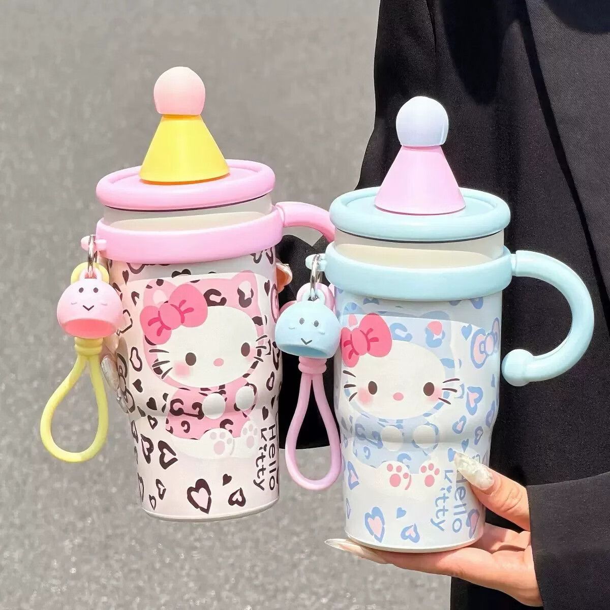 亚创优品+保温水杯女生高颜值吸管杯便携小学生杯子儿童不锈钢瓶生日礼物 粉色650mL