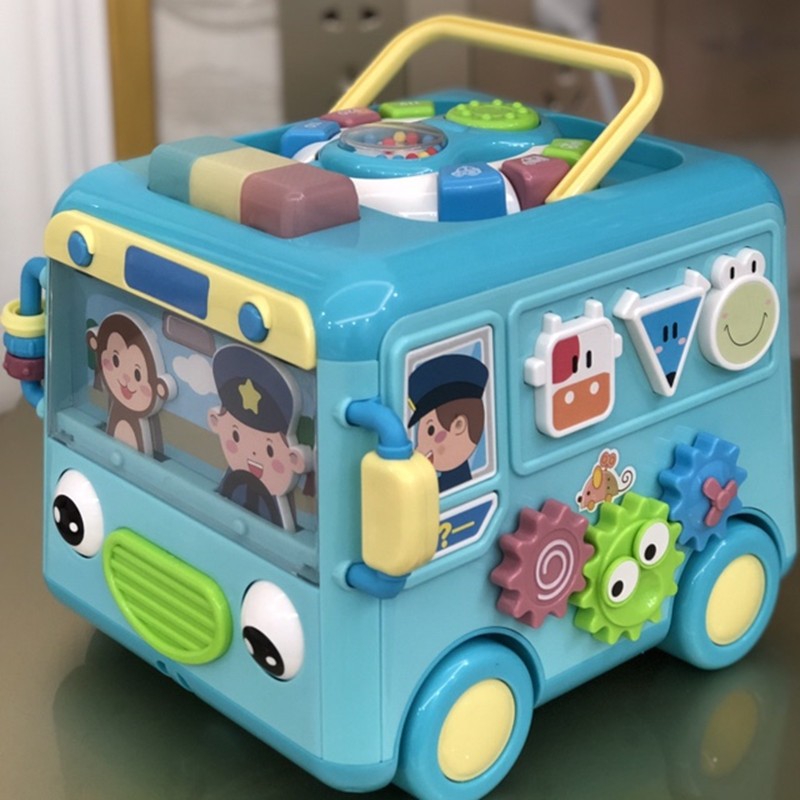 宝丽宝宝巴士玩具0-1岁2岁婴儿早教玩具公交车公共汽车儿童多面体拖拉