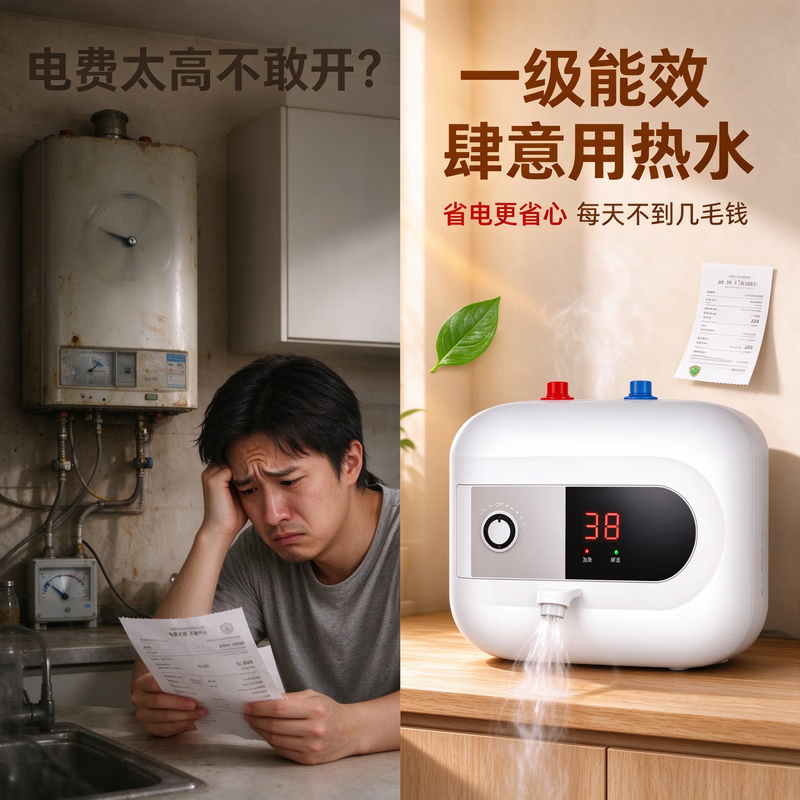 斯密思智能小厨宝储水式电热水器速热增容定时一级能效防漏电保护家用厨房卫生间台下洗碗小型热水宝即热 6升数显1500瓦一级能效防漏电【自行安装】
