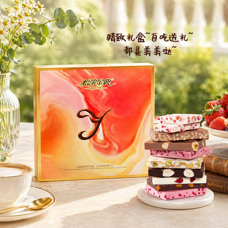 怡浓金典纯可可脂夹心巧克力板块 600g 整颗大坚果混合零食生日礼物