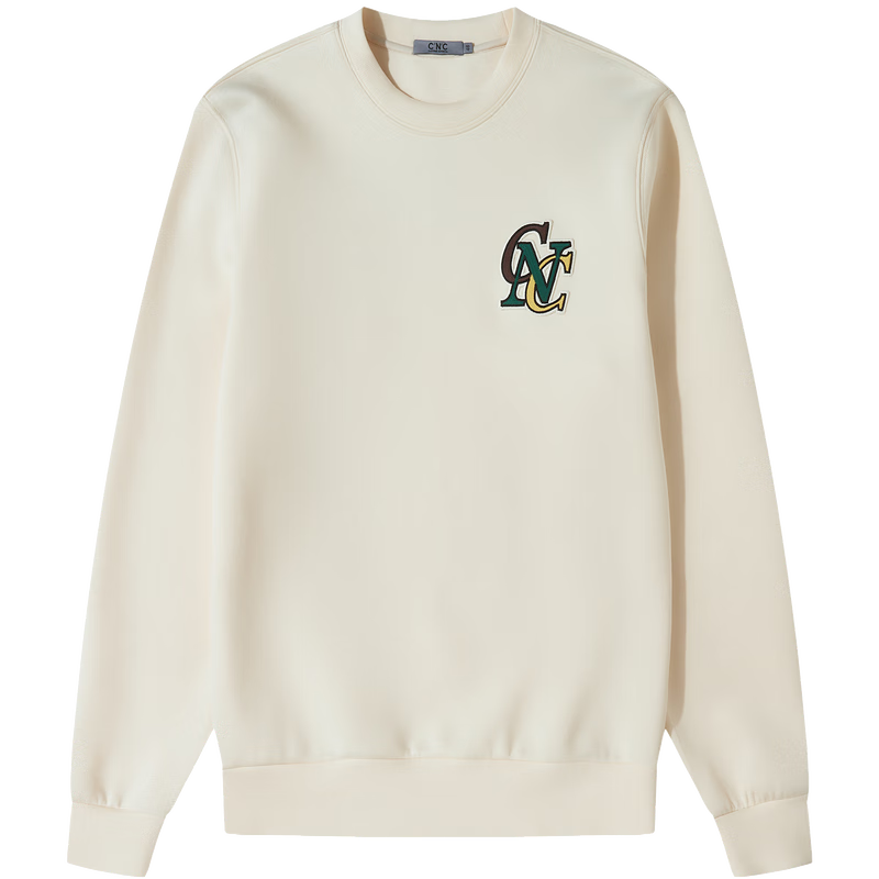 C’N’C【奢侈品衣服】CNC春夏新款圓領套頭衛(wèi)衣品牌男經(jīng)典款個性胸標 米白 54 /XL/(185/100A)