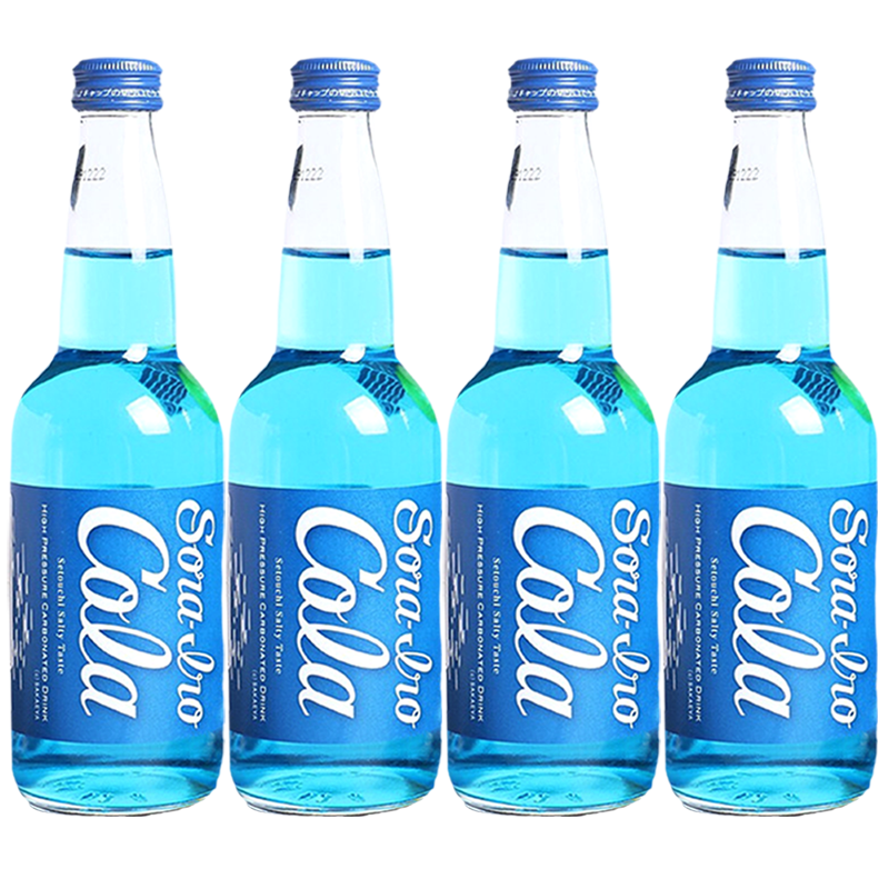 可口可乐日本进口限定齐藤可乐蓝色可乐广岛汽水收藏高端玻璃瓶饮料