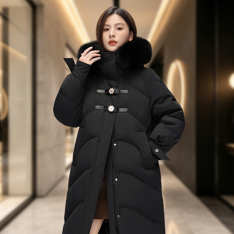 雅鹿羽绒服女长款2026冬季新款连帽加厚保暖时尚休闲百搭外套 白色 XL
