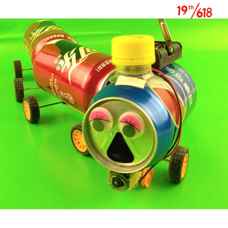 制作材料 科技小发明 创意废物利用变废为宝作品 环保小火车2节电池