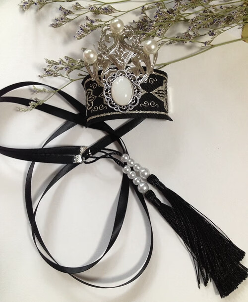 村头带武侠男古装饰男女束发发冠发扣冠动漫黑色古风穗子绑 仿白玉钻