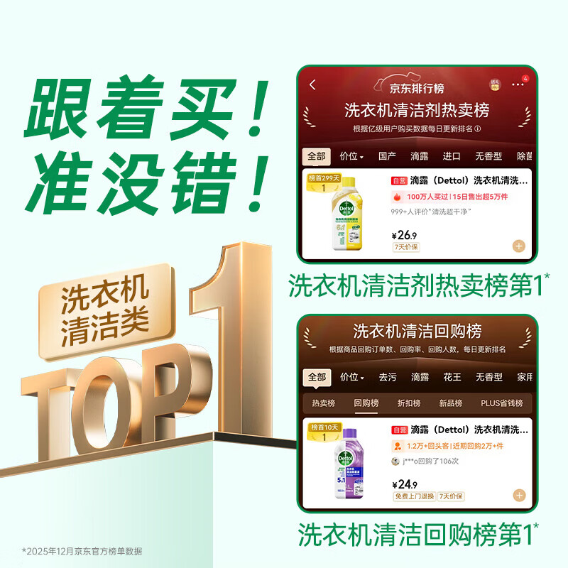 滴露洗衣机清洗剂免浸泡滚筒洗衣机清洁剂杀菌去污消毒 【杀菌除垢】柠檬清新250ml*1瓶
