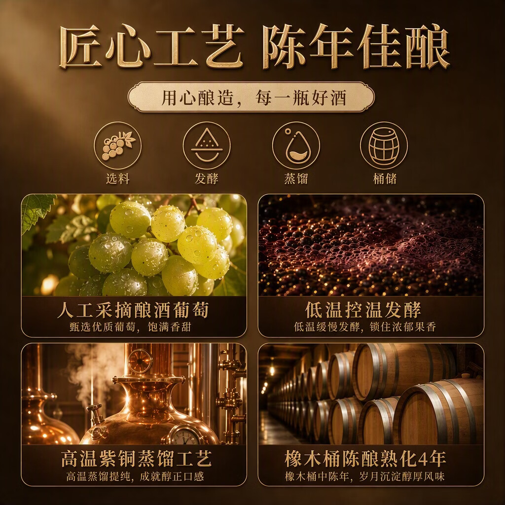 帝月白兰地葡萄烈酒1代国产酒72度珍稀高度宁夏加强型蒸馏酒聚会送礼 【礼遇】烈酒500ml72°6瓶【送烈酒杯*2+白兰地100ml】