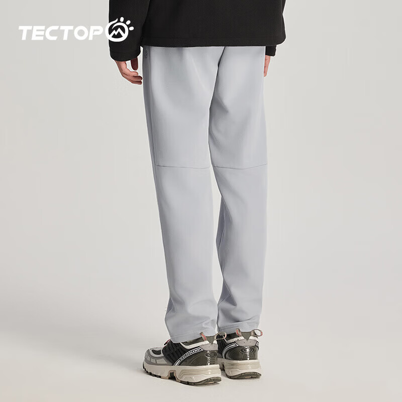 探拓(TECTOP)休闲裤男防风防泼水2026秋冬加绒保暖软壳长裤户外登山裤子 星灰 3XL