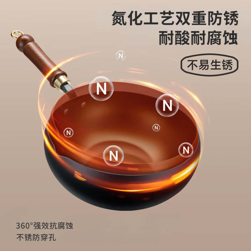 京严正宗大肚锅0氟涂层炒锅不粘炒菜锅手工锻造精铁锅炉灶通用免开锅 【升级导流口】适用3-6人 28cm 送玻璃盖+铁铲 28cm 送铁盖+铁铲