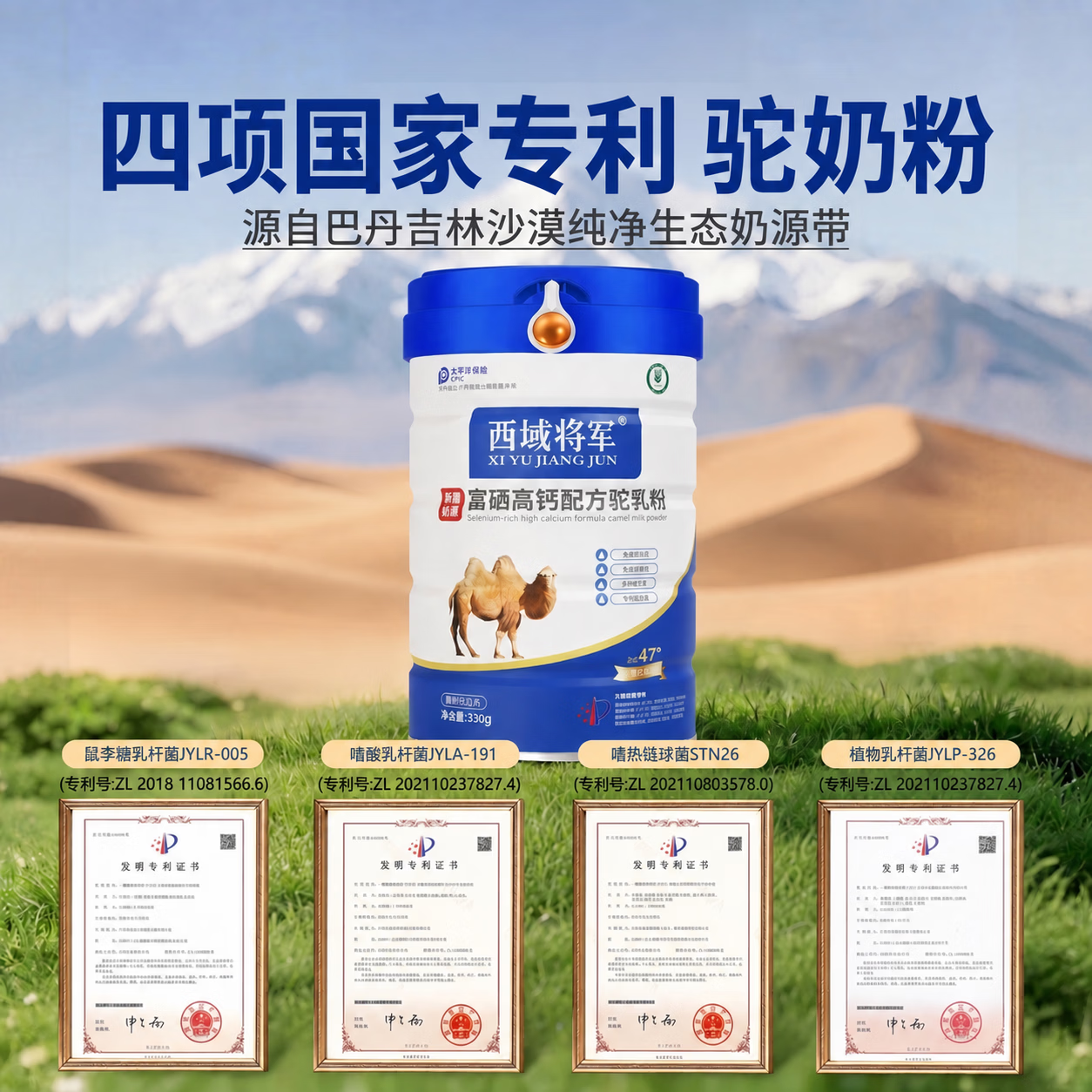 西域胖东来同款新疆正宗骆驼奶粉新疆正品中老年人增强免疫药食同源 四重专利 正品保障 330g*1罐 (体验装) 新疆正宗骆驼奶粉