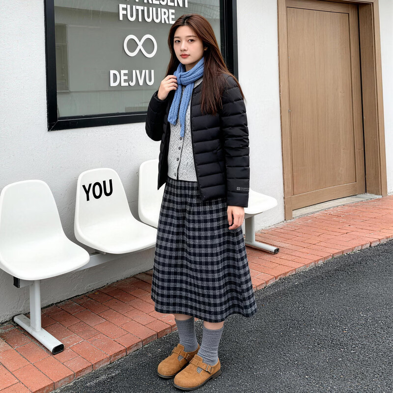 雪中飞女士羽绒服26新款轻薄保暖休闲舒适百搭通勤居家内搭外穿时尚 宝石黑|8086 M 165/88A