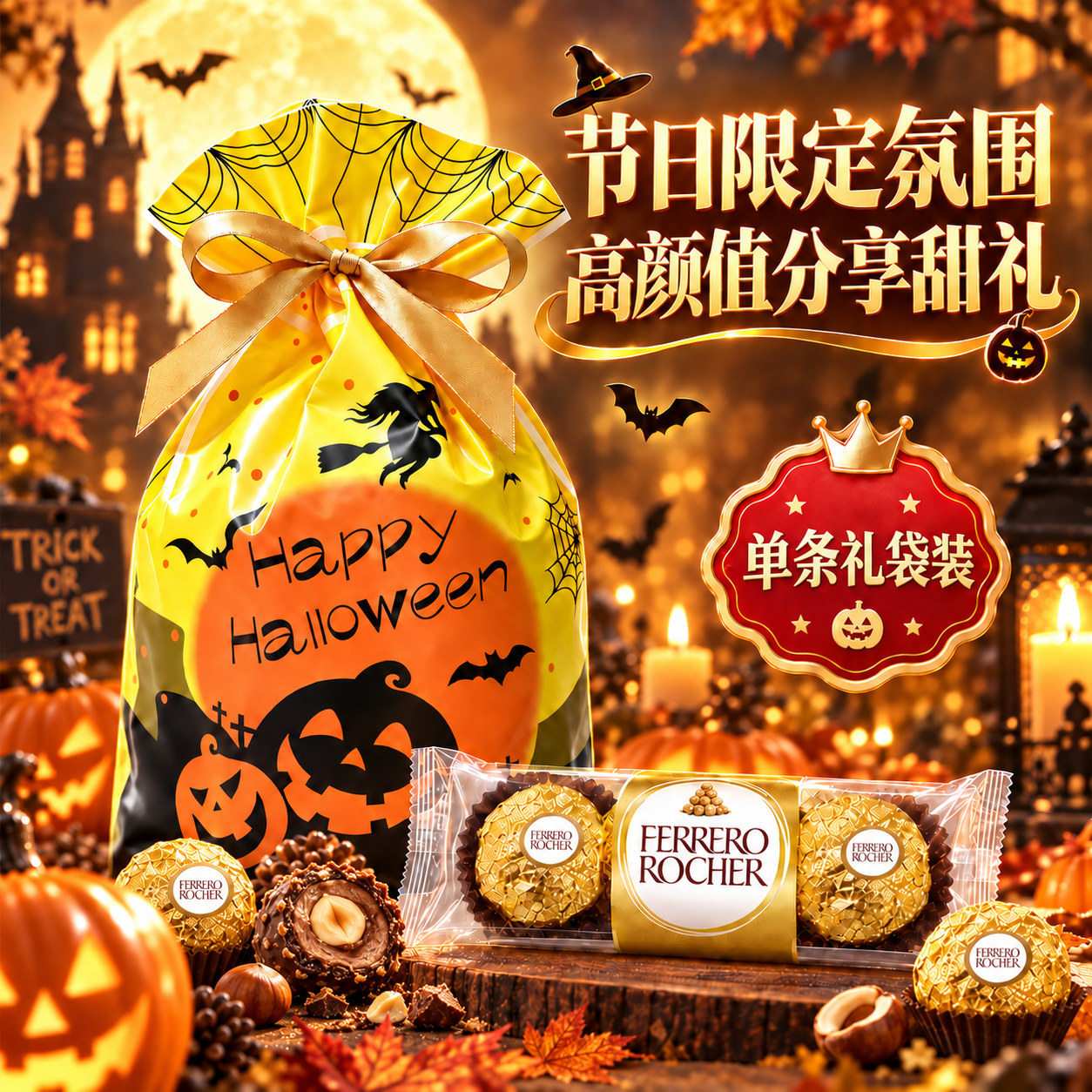 费列罗万圣金巧礼袋榛果威化巧克力3粒*1袋 10.9元 - 86线报