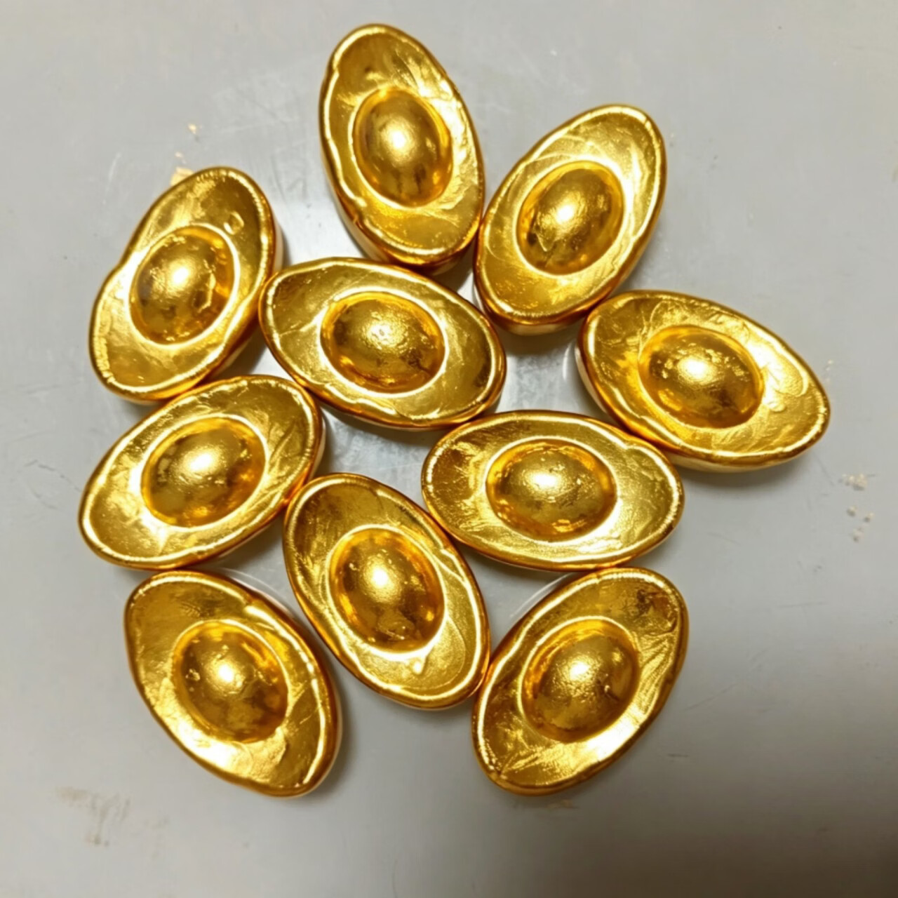 铜合金元宝工艺品 中式复古桌面摆件 客厅玄关家居装饰送礼 五个元宝 55克左右*5