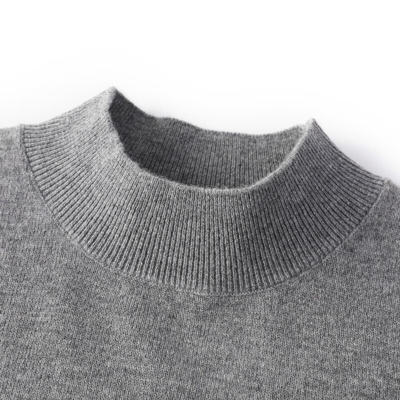 恒源祥100纯羊毛针织衫女秋冬新款半高领套头毛衣内搭打底纯色羊毛衫女 烟青灰 S /160/84A