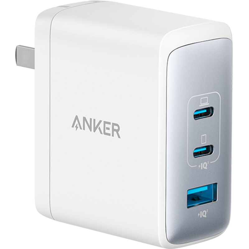 ANKER安克氮化镓充电器GaN2 100W三口快充大功率小体积iPhone14/13/12/11/8手机笔记本平板充电头白