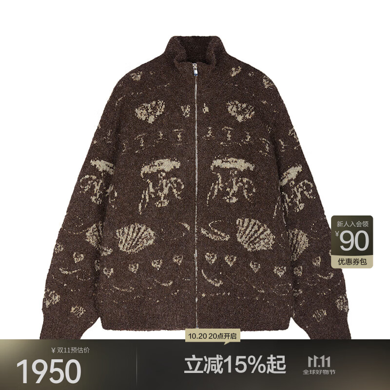 江南布衣(JNBY)【商场同款】26冬新品羊驼毛针织衫费尔岛拉链外套5Q0310650 202/暗咖系 S