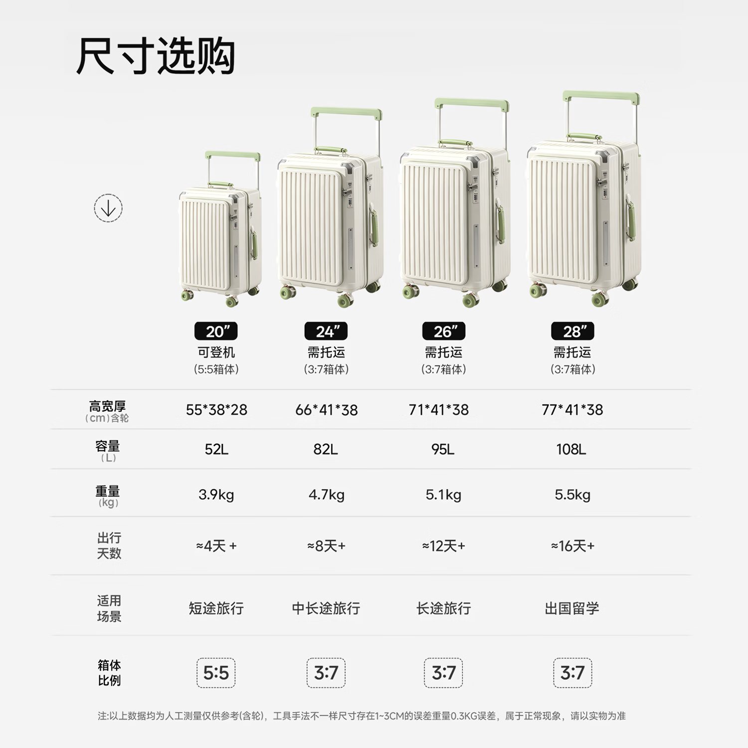 严途行李箱大容量女生高颜值耐用拉杆箱可上飞机登机箱侧开学生密码箱 「燕麦奶杏」-Oat Pink 28英寸 【TPE刹车轮+双层开箱+升级5轮承重】